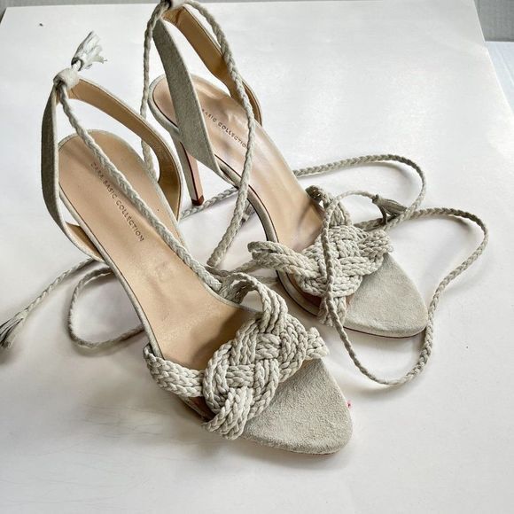 NEW Zara Leather High Heel Braided Detail Womens Size 41 US 10 Ankle Wrap - Picture 5 of 11